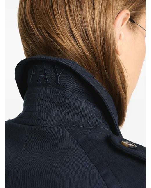Fay Blue Buttoned Trench Jacket