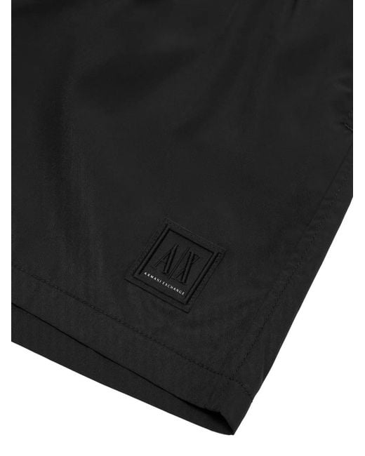 ARMANI EXCHANGE Black Logo-Patch Swim Shorts for men