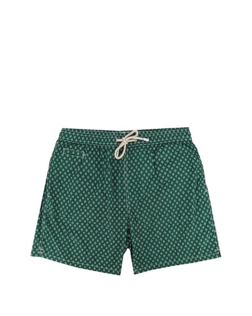 Mc2 Saint Barth Green Lightweight Printed Swim Shorts for men