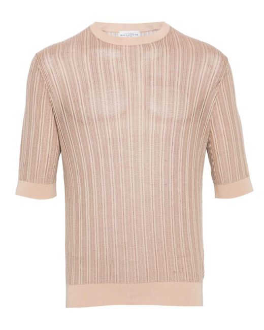 Ballantyne Pink Short-sleeve Cotton Jumper for men