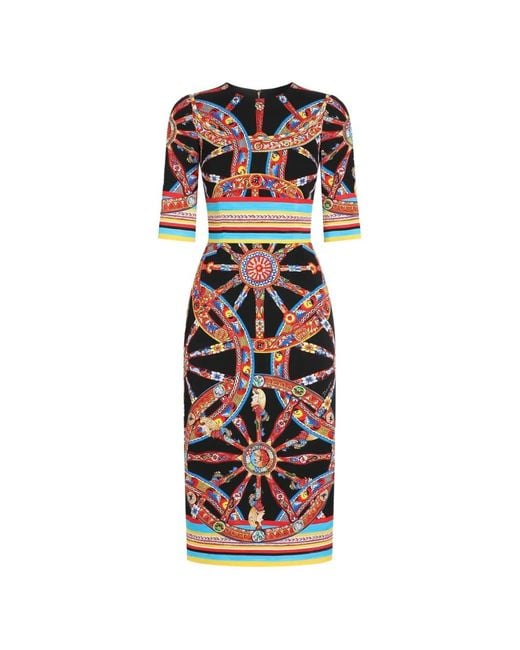 Dolce & Gabbana White Carretto-Print Charmeuse Dress