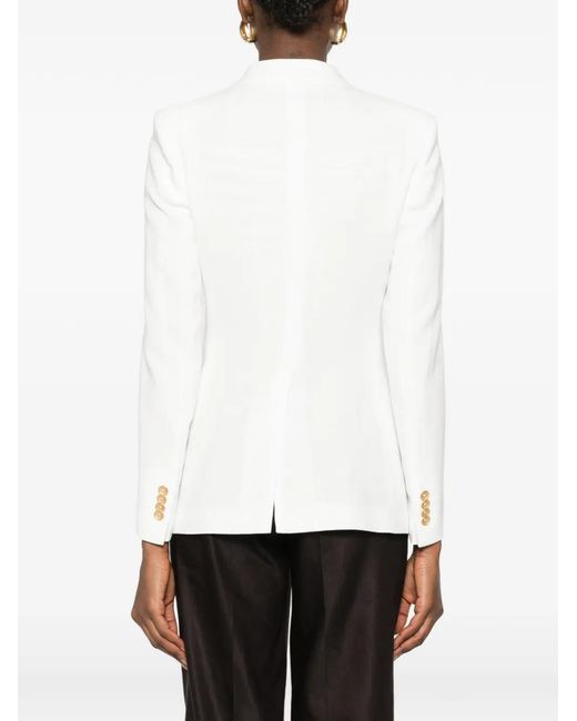 Tagliatore White Double-Breasted V-Neck Blazer