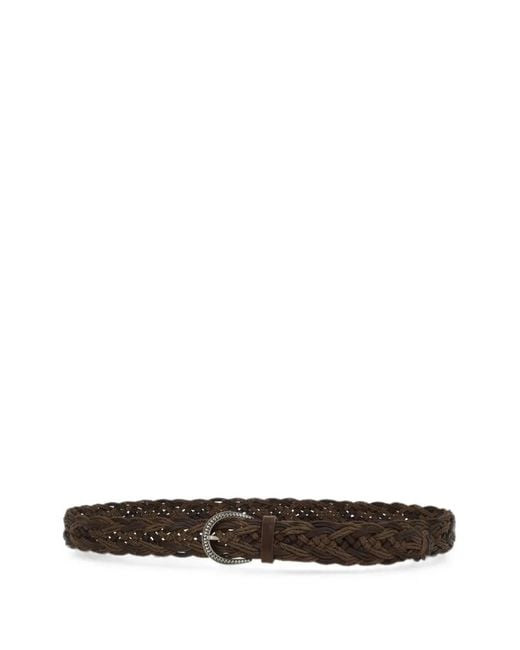Brunello Cucinelli White Braided Leather Belt for men