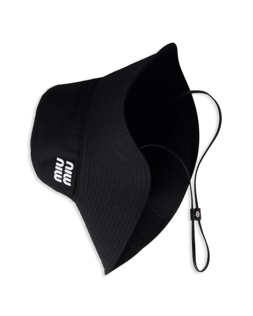Miu Miu Black Drill Wide-Brim Bucket Hat