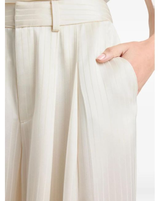Pantalones Georgia de satén a rayas Cinq À Sept de color White