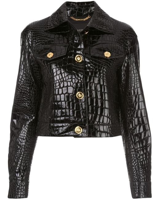 Versace Black Crocodile-effect Jacket