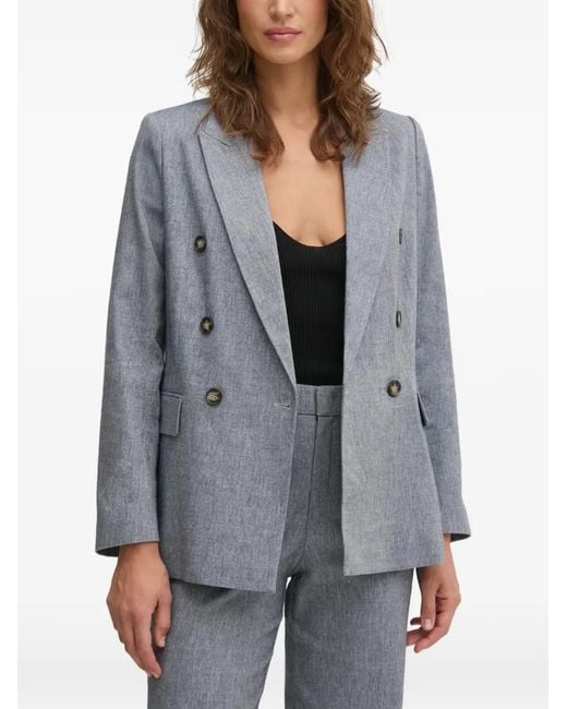 Blazer Con Doble Botonadura Ouí de color Gray