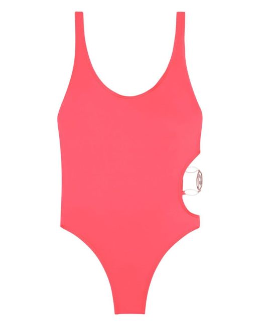 DIESEL Pink Pamela Badeanzug mit Logo-Schild