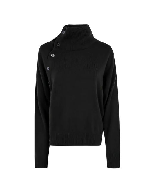 Seventy Black Turtleneck Button-Fastening Sweater