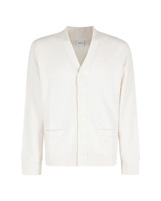 Aspesi White Pocket Button Cardigan for men