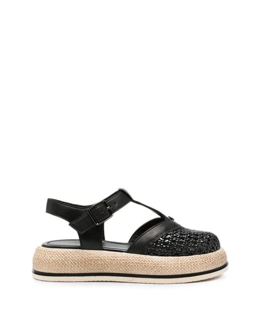 SERGIO MORETTI FIRENZE Black Woven-Panel Buckle-Fastening Sandals