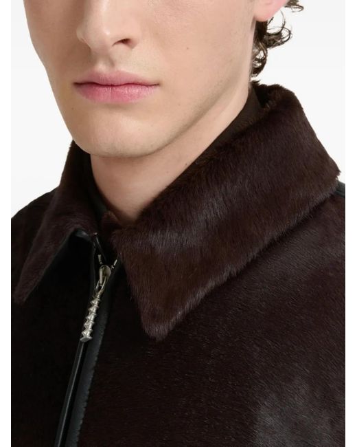 Marni Brown Calf-Hair Leather Jacket for men
