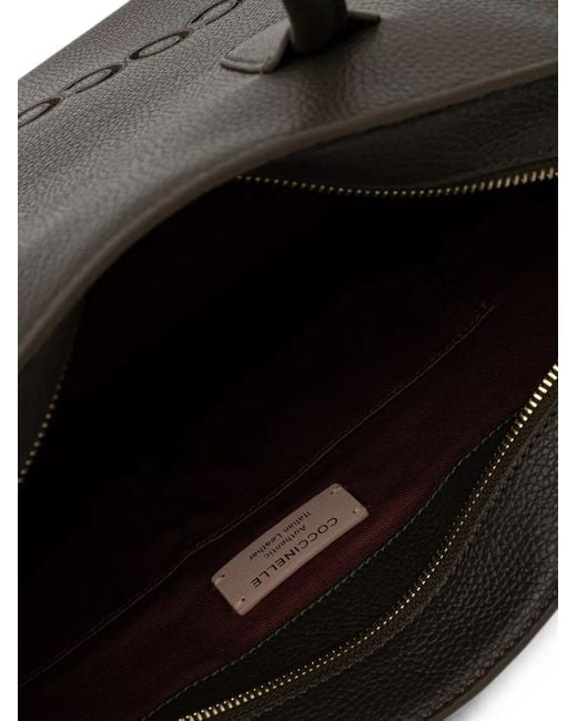 Coccinelle Black Medium Myrtha26 Logo-Embossed Tote Bag