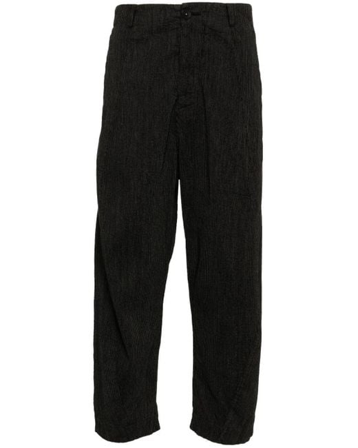 Transit Black Pinstripe-pattern Cropped Trousers for men