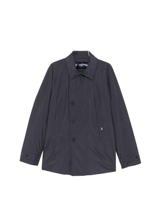 Add Blue Button-Up Logo-Patch Coat for men