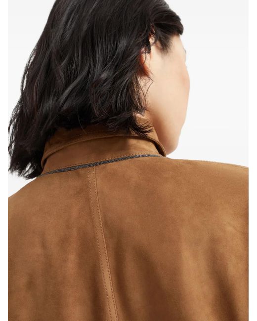 Brunello Cucinelli Leren Blouse in het Brown