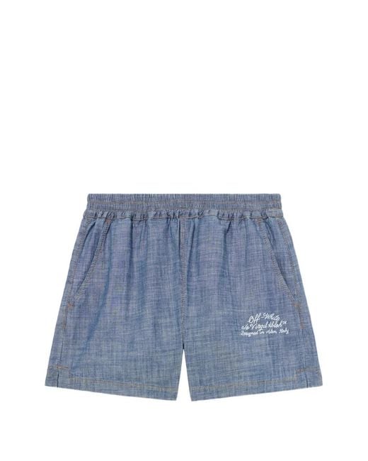 Off-White c/o Virgil Abloh Blue Chambray Denim Shorts