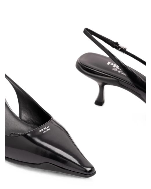 Prada Black Leather Slingback Pumps