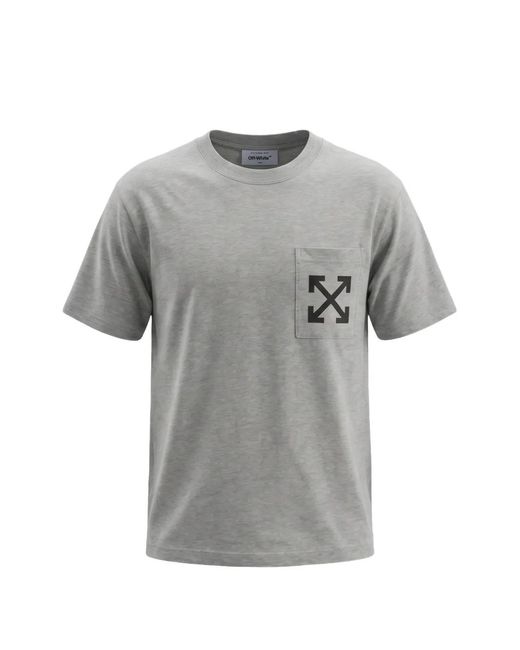 Off-White c/o Virgil Abloh Gray Arrows-Print Patch Pocket T-Shirt for men