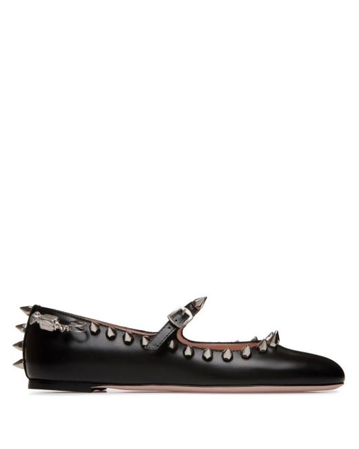 Bally Black Stud-Embellished Ballerina Shoes