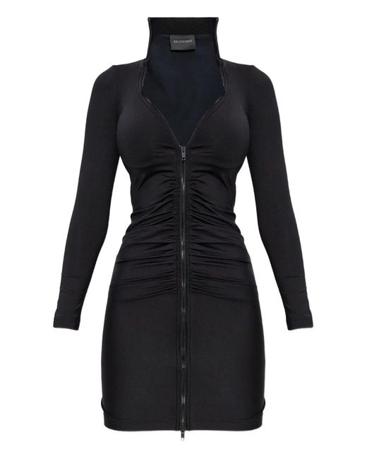 balenciaga ruched mini dress Draped wrap-effect silk crepe de chine mini dress - black