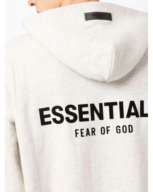 Fear Of God White Logo-Print Cotton-Blend Hoodie for men