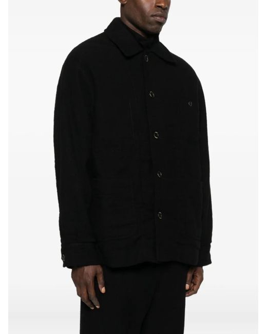 Uma Wang Black Button-Fastening Patch-Pocket Jacket for men