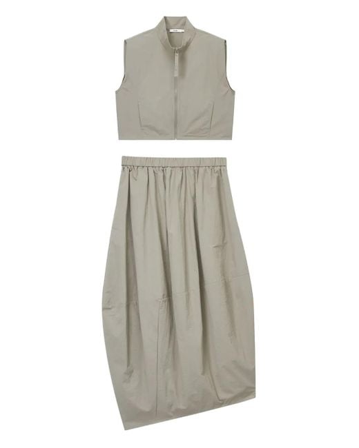 B+ AB Mouwloze Top En Rok Met Rits in het Gray