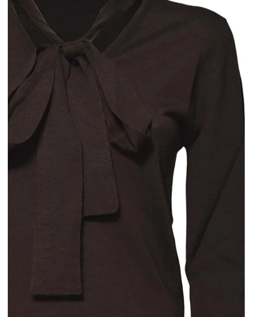 SOLOTRE Black Blouse À Détail De Nœud