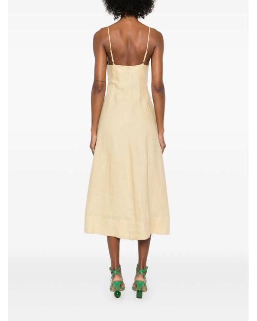 Vestido midi con busto floral Farm Rio de color Natural