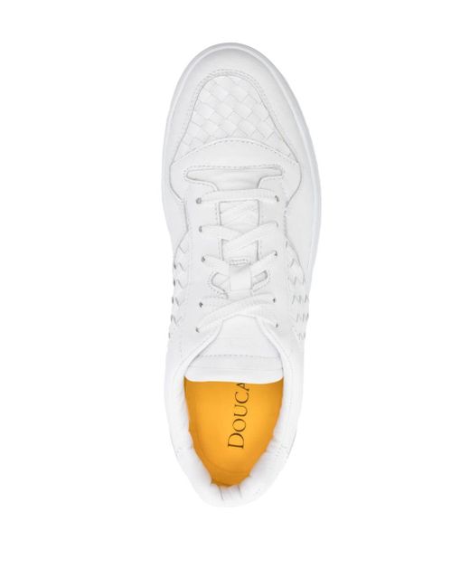 Doucal's White Woven Leather Sneakers for men