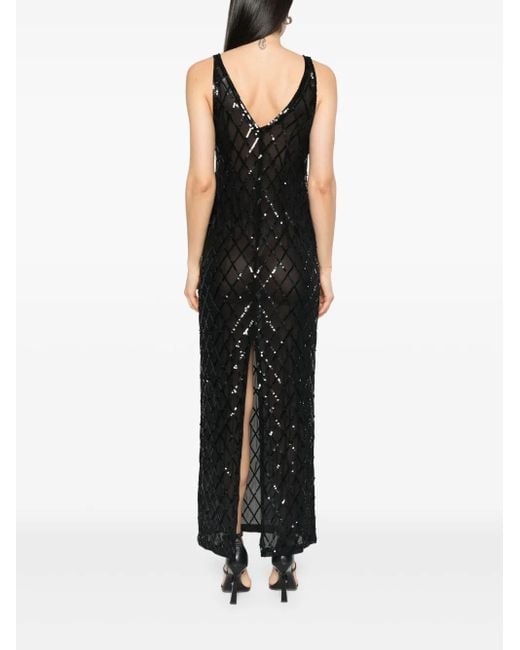 P.A.R.O.S.H. Black Semi-Sheer Maxi Dress