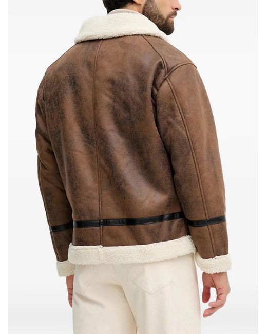 Lindbergh Brown Shearling-Trim Jacket for men