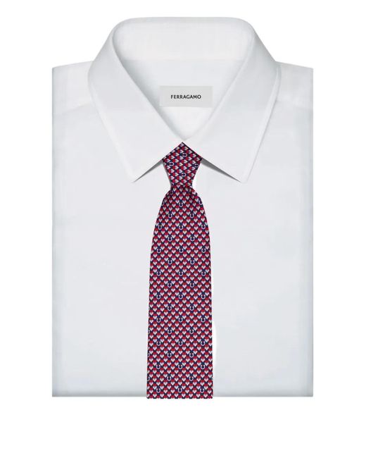 Ferragamo Purple Cravate À Motif Cœur Gancini for men