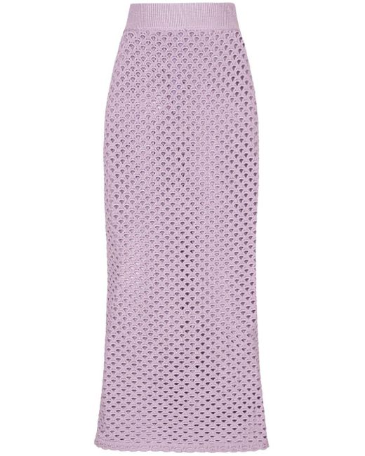 Dolce & Gabbana Purple Crochet-knit High-waist Skirt