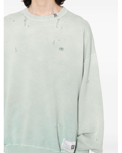 Maison Mihara Yasuhiro Green Faded-effect Cotton Sweatshirt for men