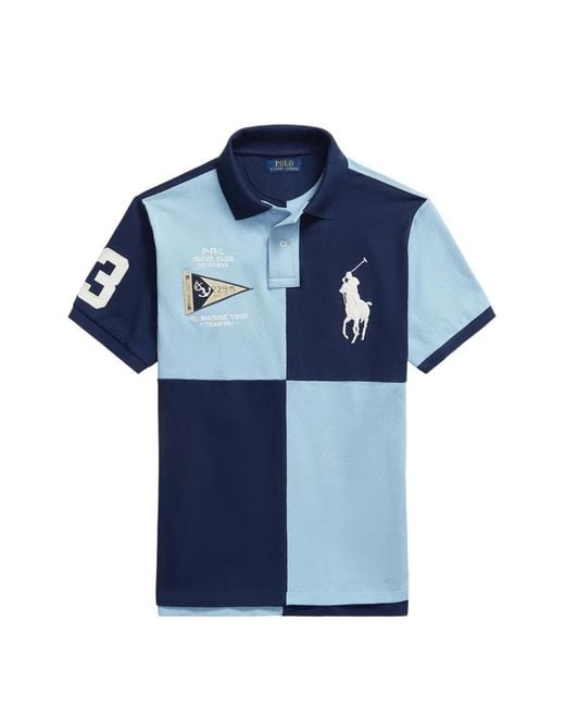 Polo Ralph Lauren Blue Big Pony Custom Slim Fit Polo Shirt for men