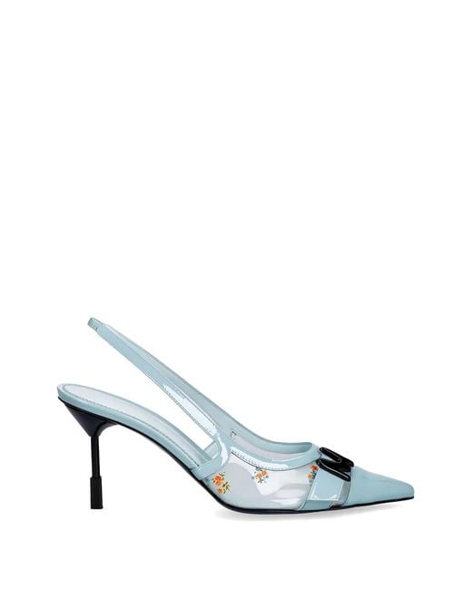 MSGM White Floral Buckle Pumps