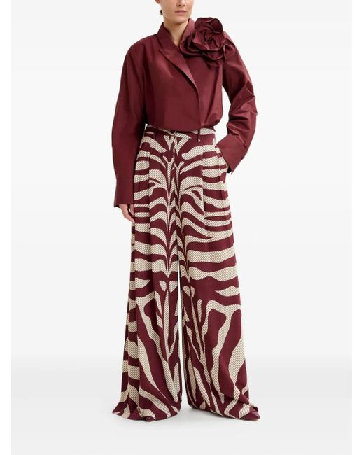Essentiel Antwerp Red Zebra-Print Pleated Palazzo Pants
