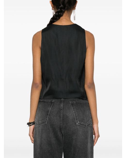 Zadig & Voltaire Black Emaux Satin Waistcoat-style Top
