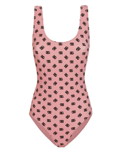 Dolce & Gabbana ロゴ ワンピース水着 Red
