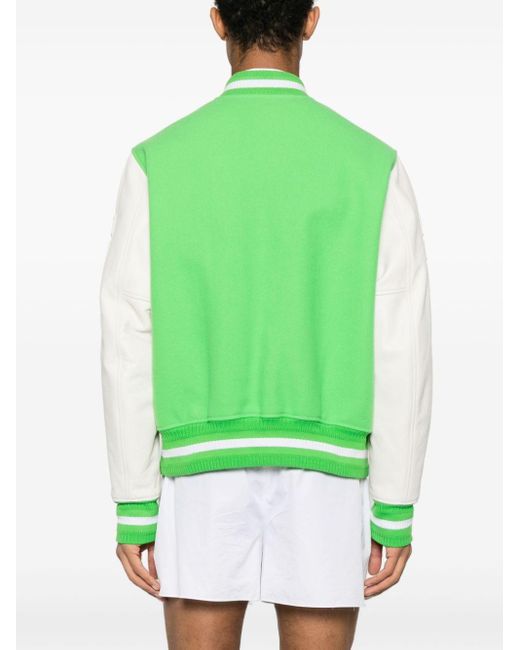 Givenchy Green Bomber Jacket In Wool And Leather for men