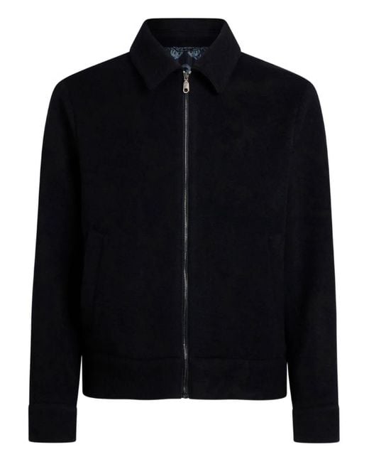 Etro Black Zipped Wool Jacket for men