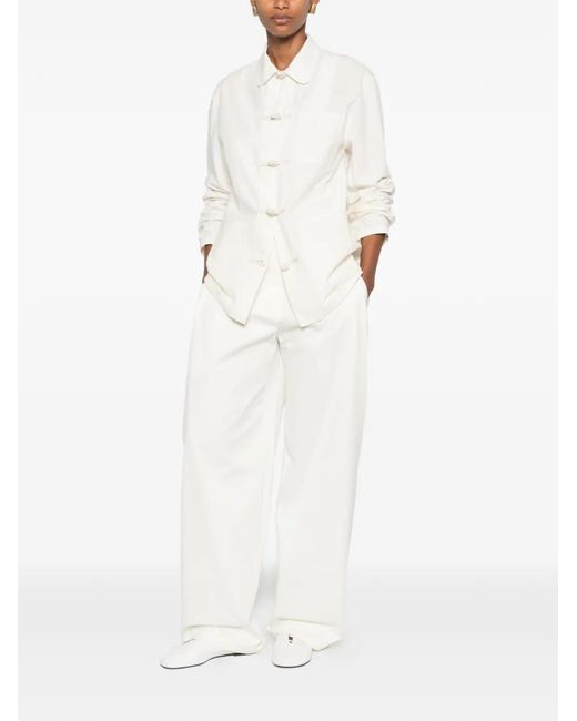 The Row White Behati Toggle-Fastening Jacket