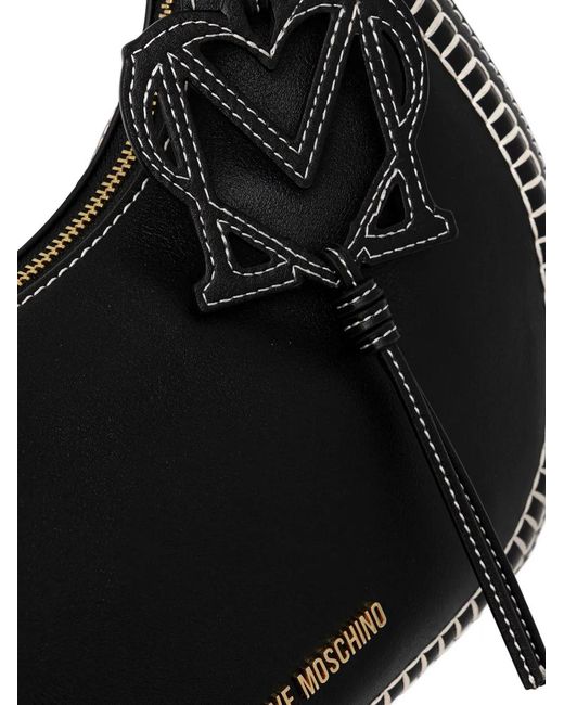 Love Moschino Black Logo-Detail Stitched Tote Bag