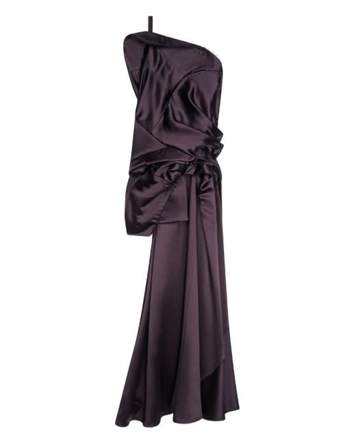 Dries Van Noten Purple Drape-Details One-Shoulder Top