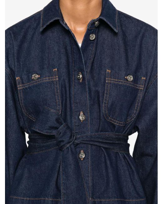 Maje Blue Bow-Detail Denim Shirt