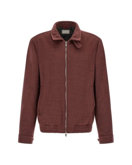 Brunello Cucinelli Purple Zip-Up Wool Jacket for men