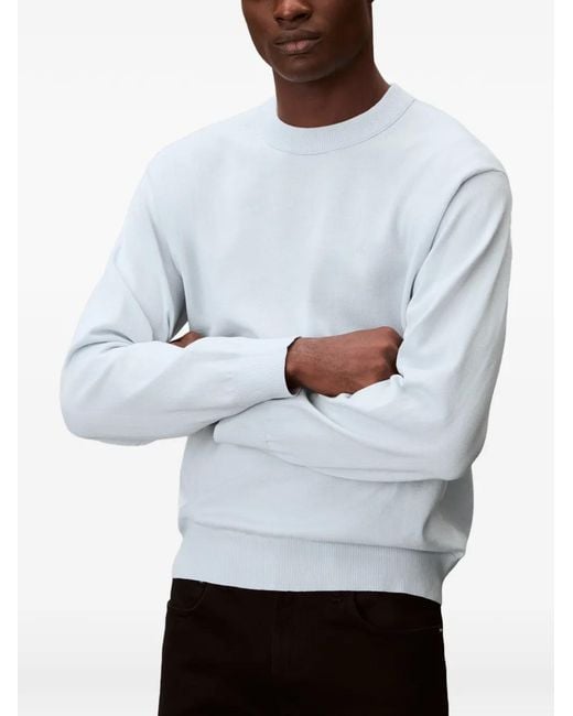Calvin Klein Gray Logo-Embroidered Ribbed-Trim Sweater for men