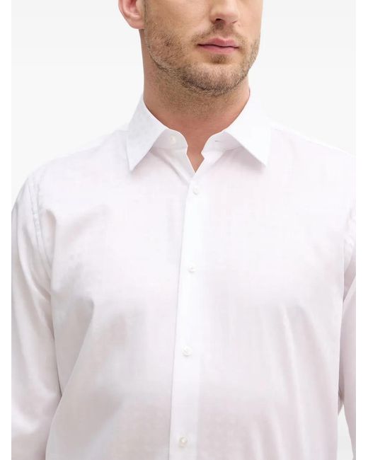 Joop! White Cornflower Pierce Logo-Pattern Long-Sleeved Shirt for men
